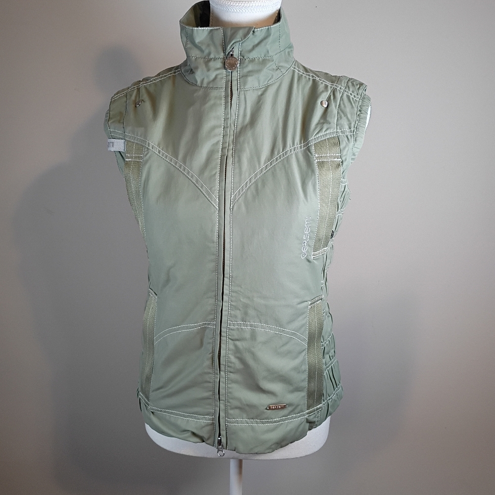Gersemi Equestrian Women Vest  Green Full Zip-Up Front Tall Stand Up Collar SZ M